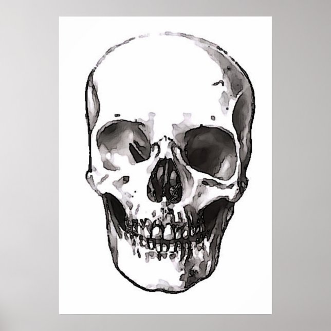 Affiche de crâne impression noir et blanc Pop Art  (Devant)