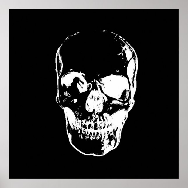 Affiche de crâne - Pop Art noir et blanc, Fantasti (Devant)