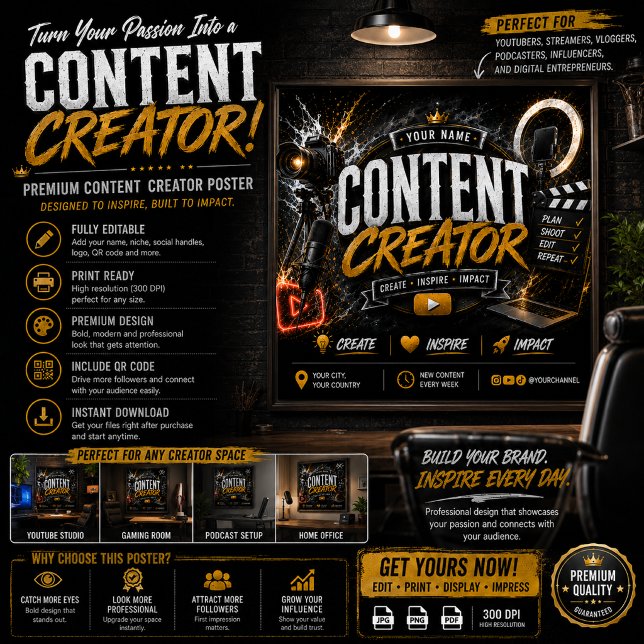 Affiche de créateur de contenu | Influenceur et St (Créateur téléchargé)