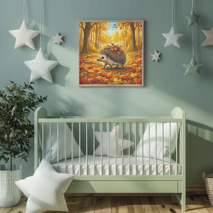 Affiche de crèche Animaux de la forêt aux hérisson