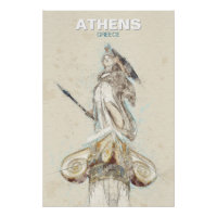Affiche de croquis de statue d'Athéna de la Grèce