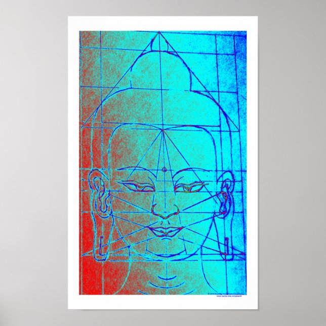 Affiche de croquis de tête de Bouddha (Devant)