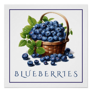 Affiche de cuisine aux bleuets pour décoration de