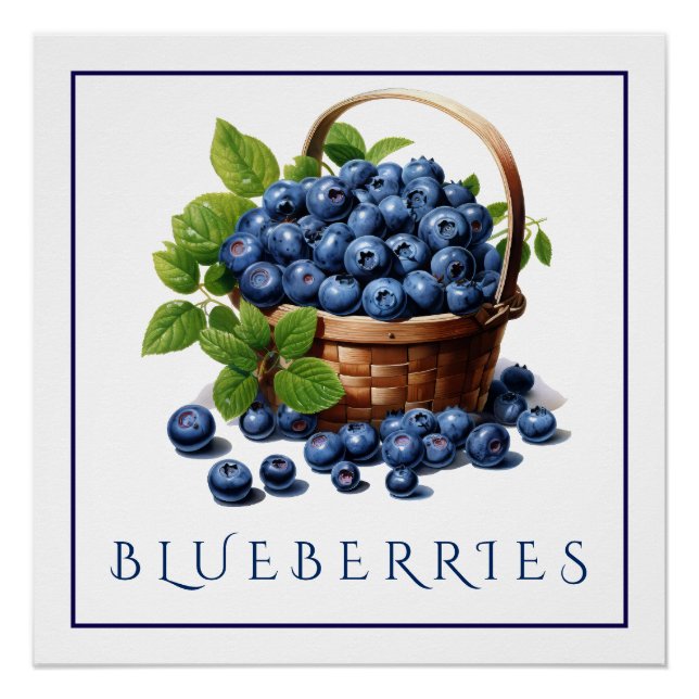 Affiche de cuisine aux bleuets pour décoration de  (Devant)