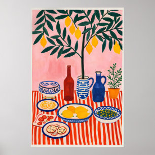 Affiche de cuisine d'arbre de citron, Méditerranée