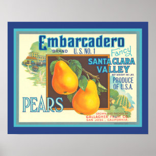 Affiche de cuisine d'art de caisse de fruits vinta