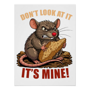 Affiche de cuisine drôle avec rat grincheux et pai
