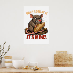 Affiche de cuisine drôle avec rat grincheux et pai