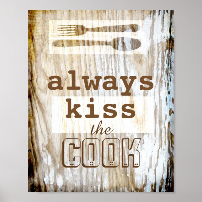 affiche de cuisine humour baiser la citation de cu (Devant)