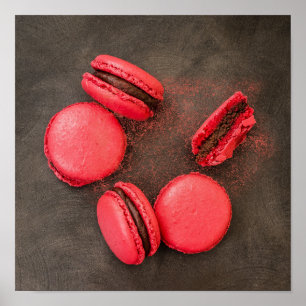 Affiche de cuisine Macarons sucrés   Macarons Roug