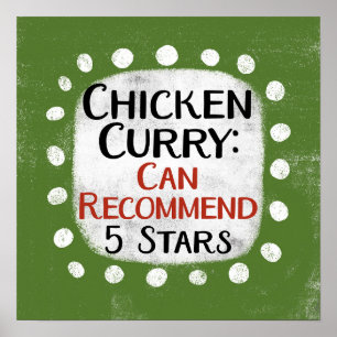 Affiche de cuisine poulet curry 5 étoiles