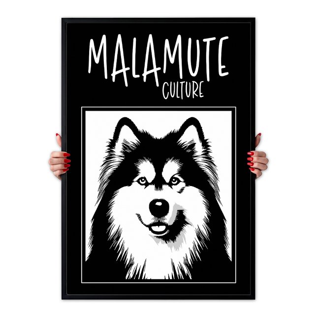 Affiche de culture Alaskan Malamute Pop Art Edge (Alaskan Malamute Culture Edgy Pop Art Poster)