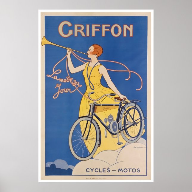 Affiche de cycles Art Griffon de cyclisme (Devant)