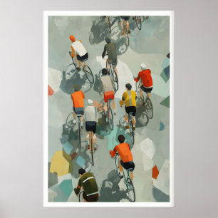 Affiche de cyclisme graphique - Vue d'en haut avec