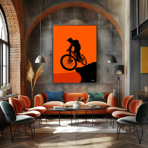 Affiche de cycliste de montagne – Silhouette noire