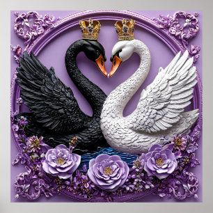 Affiche de cygnes de mariage romantique Oiseaux d'
