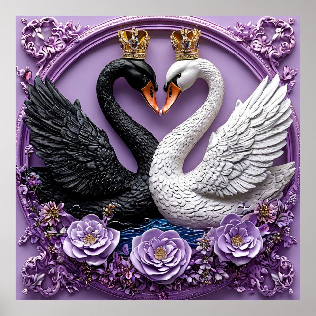 Affiche de cygnes de mariage romantique Oiseaux d' (Devant)