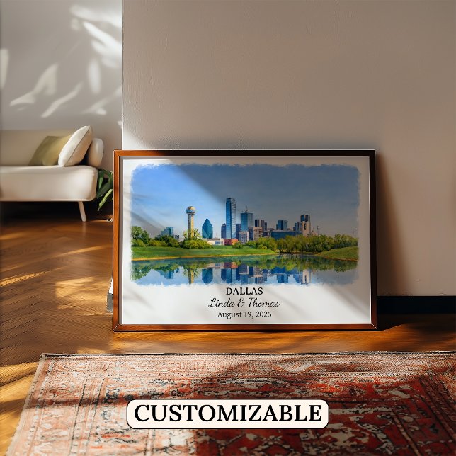 Affiche de Dallas Texas, Aquarelle, Sur mesure (Créateur téléchargé)