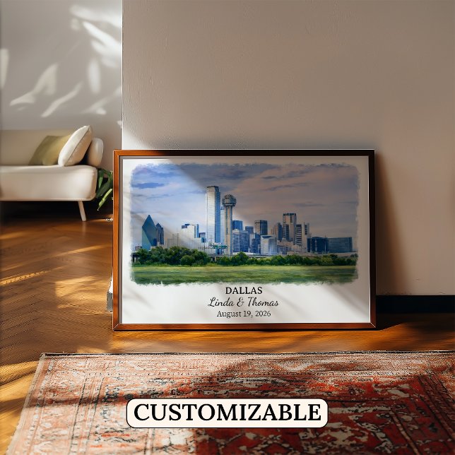 Affiche de Dallas Texas, Aquarelle, Sur mesure (Créateur téléchargé)