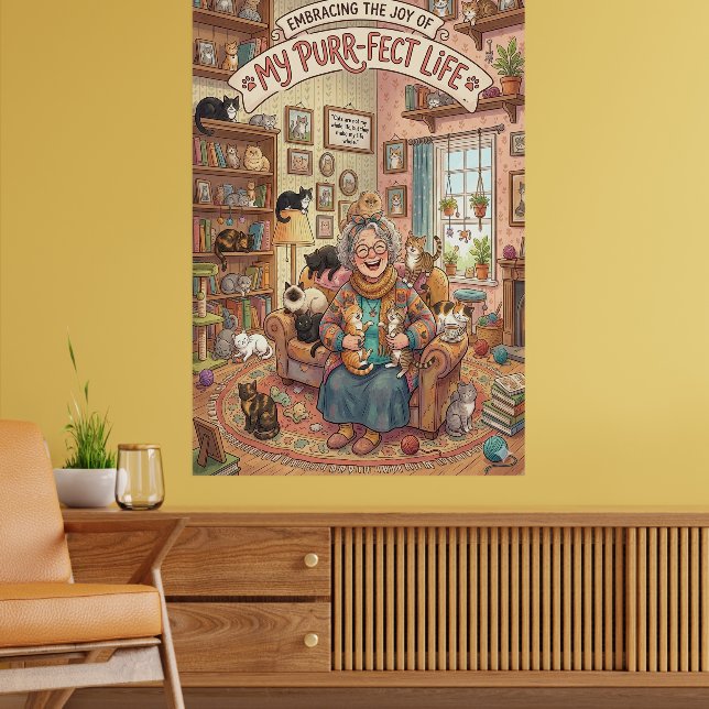 Affiche de Dame aux Chats Folle - Impression Mural (Salon 2)