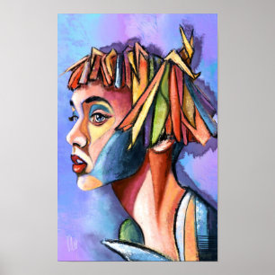 Affiche de dame d'art cubiste
