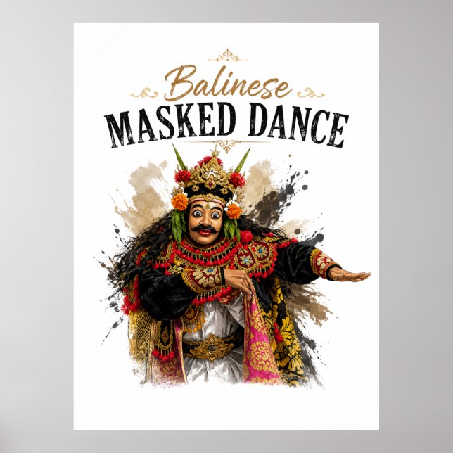 Affiche de danse masquée balinaise (Devant)