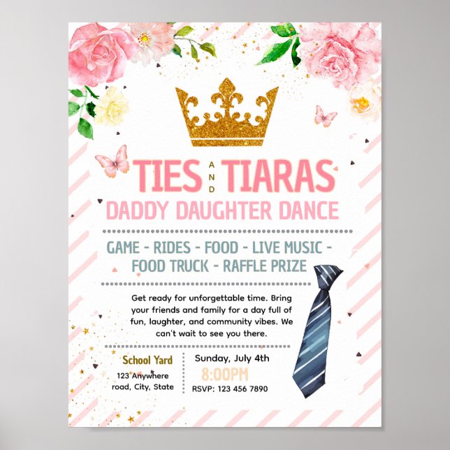 Affiche de danse modifiable avec noeuds et diadème (Devant)