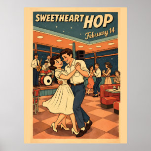 Affiche de danse rétro Saint Valentin 14 Février 5