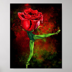 Affiche de danseuse de ballet Rose - Peinture