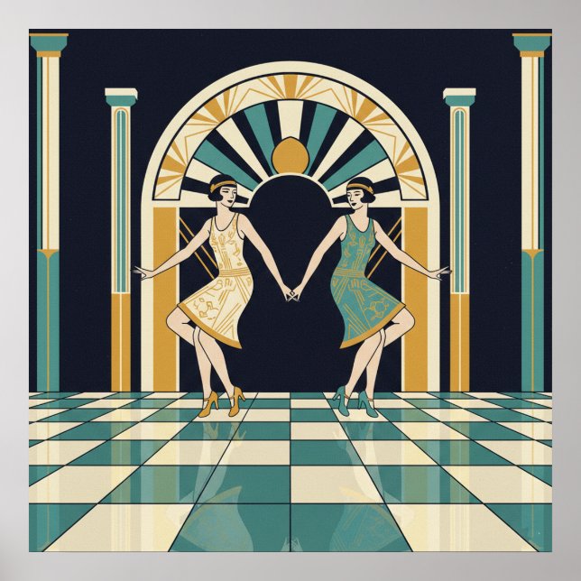 Affiche de danseuses Art Déco | Danse jazz des ann (Devant)