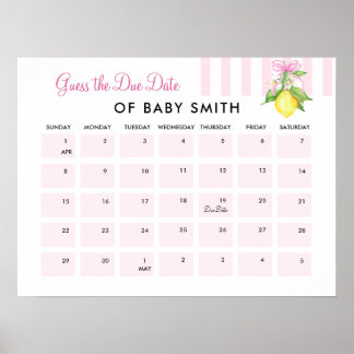Affiche de date prévue pour Baby Shower Coquette P