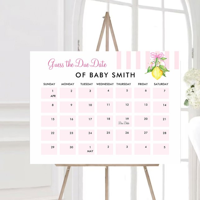 Affiche de date prévue pour Baby Shower Coquette P (Créateur téléchargé)