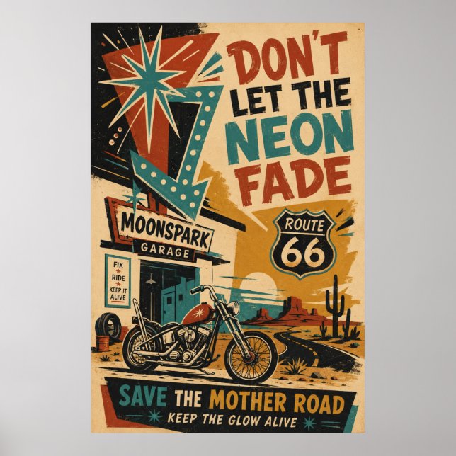 Affiche de décoration américaine Garage Route 66 p (Devant)
