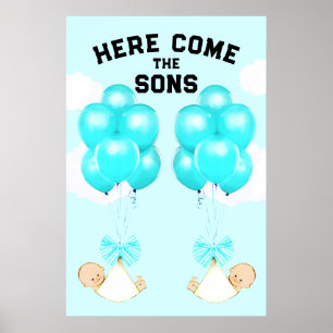 Affiche de décoration de Baby Shower pour jumeaux