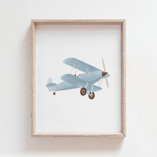 Affiche de décoration de nurserie d'avion biplan b (Créateur téléchargé)