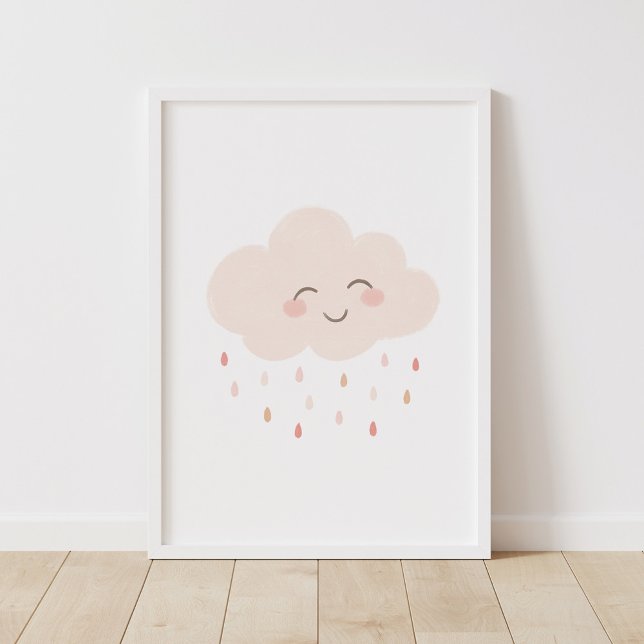 Affiche de décoration de nursery de nuage heureux  (Créateur téléchargé)