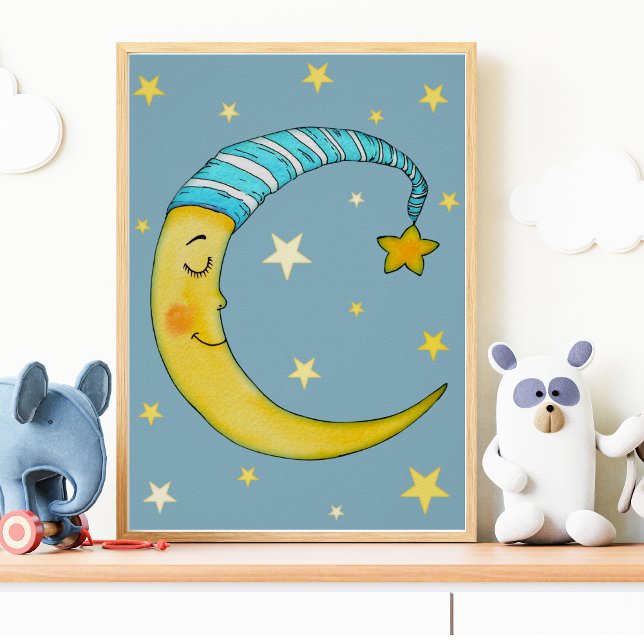 Affiche de décoration de pépinière lune étoiles ja (Créateur téléchargé)