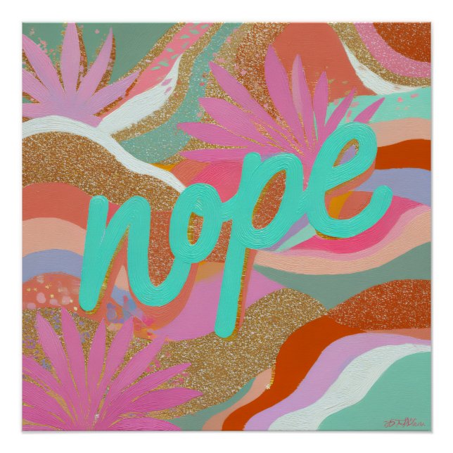 Affiche de décoration Dopamine lumineuse Non merci (Devant)