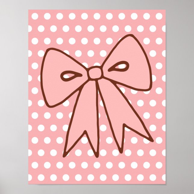 Affiche de décoration murale avec un nœud rose rét (Devant)
