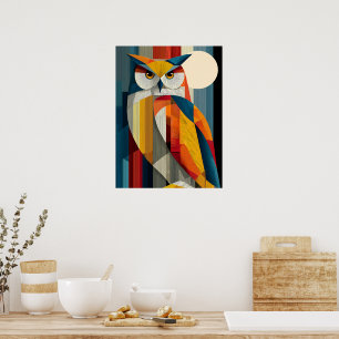 Affiche de décoration murale de hibou géométrique