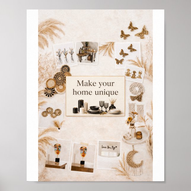 Affiche de décoration murale élégante Boho Chic -  (Devant)