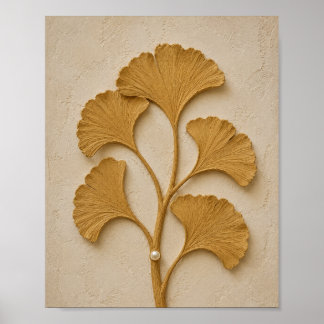 Affiche de décoration murale en or sculptural feui