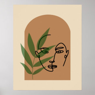 Affiche de décoration murale femme en art linéaire