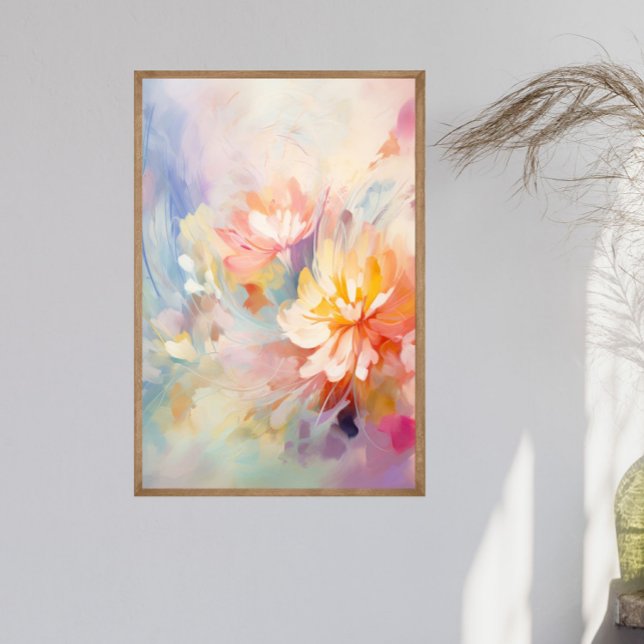 Affiche de décoration murale florale aquarelle abs (Pastel Watercolor Abstract Floral Wall Art. Available in many sizes, printed or digital)