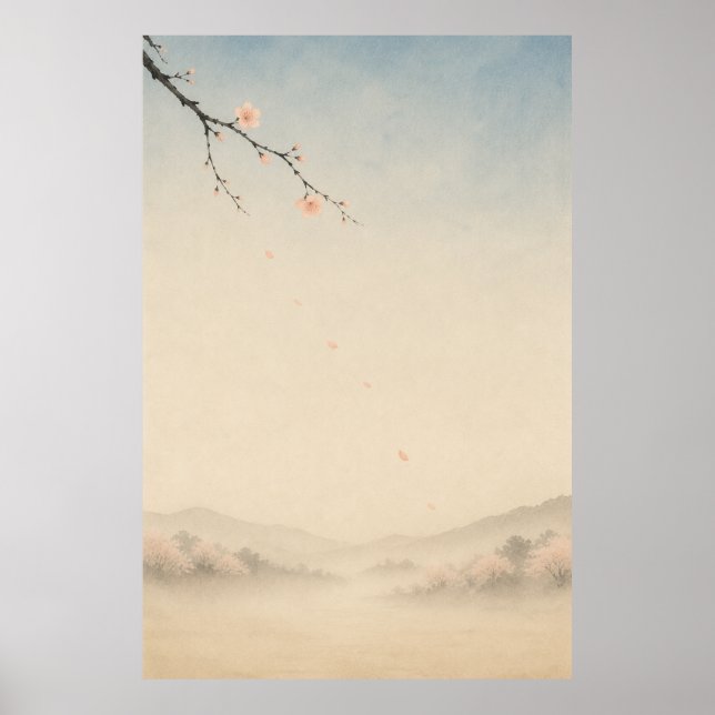 Affiche de décoration murale Japandi rivière Sakur (Devant)