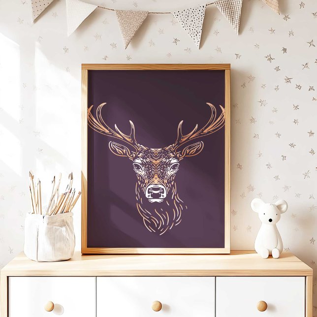 Affiche de décoration murale pour la nurserie de c (Woodland Deer Nursery Wall Art Poster Print by TinkPrints.)