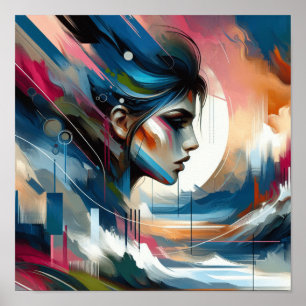 Affiche de décoration murale représentant un visag