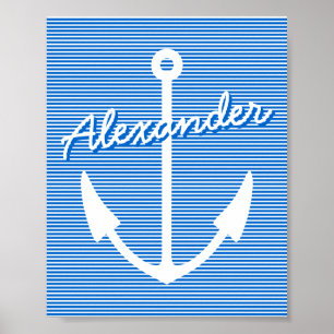 Affiche de décoration nautique ancre personnalis