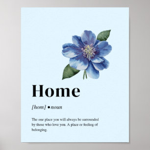 Affiche de définition de maison florale bleue Art