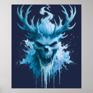 Affiche de démon de glace à l'aquarelle